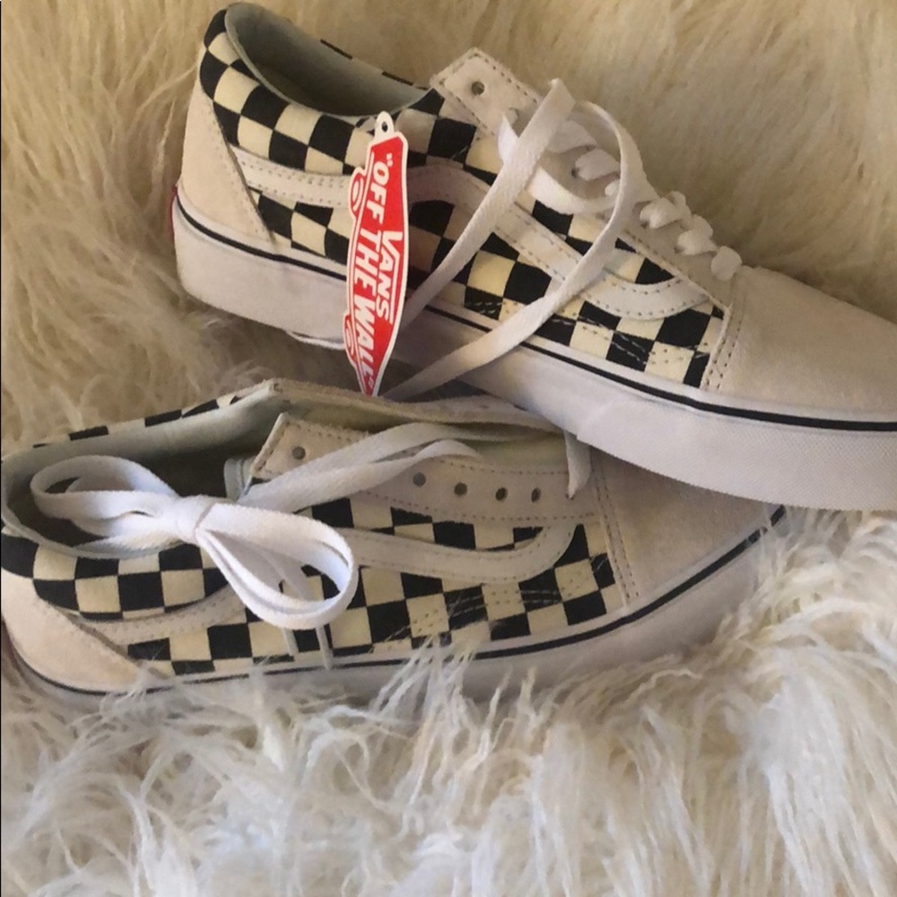 Vans white checkered